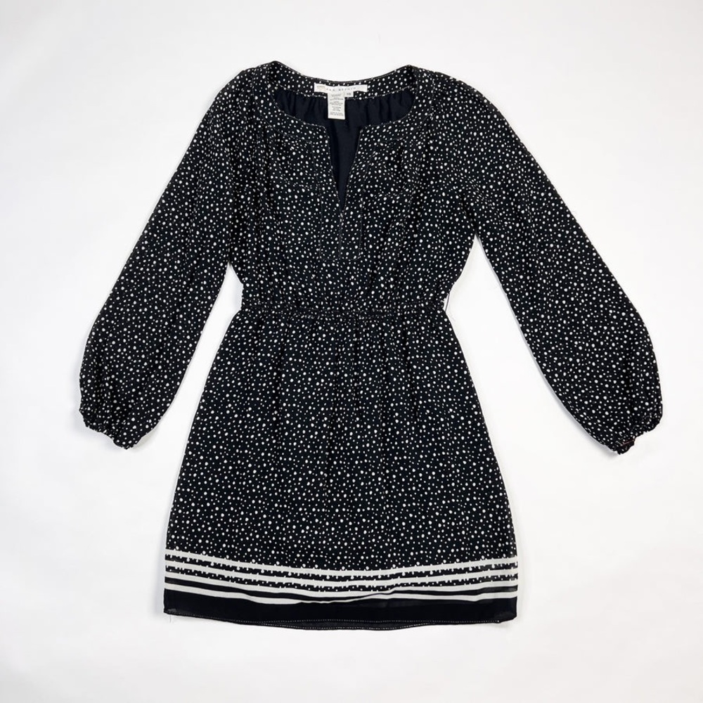 Long Sleeve dots DRESS with leather belt Max Studio Chiffon Cinch Waist Pullover